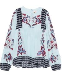 FARM Rio - Marcelle Floral-Print Pleated Blouse - Lyst