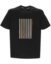 BOSS - Logo-Embroidered Striped T-Shirt - Lyst