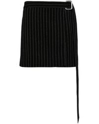 Ami Paris - Pinstripe-pattern belted skirt - Lyst