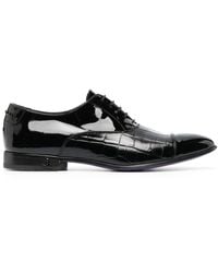Philipp Plein Crocodile-effect Leather Oxford Shoes - Black