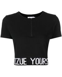 Izzue Cropped Quarter-zip T-shirt - Black