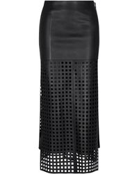 Emporio Armani - グリッドパターン レザースカート - Lyst
