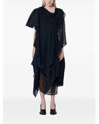 Yohji Yamamoto - Asymmetric Layered-Drape Midi Dress - Lyst