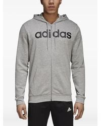 adidas - Essentials Logo-Print Full-Zip Hoodie - Lyst