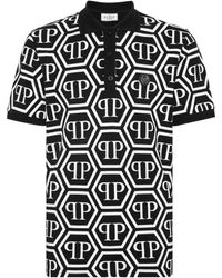Philipp Plein - Monogram-print Cotton Polo Shirt - Lyst