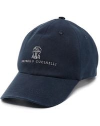 Brunello Cucinelli - Baseball Cap In Kleding Geverfd Twisted Cotton Gabardine Met Geborduurd Logo - Lyst