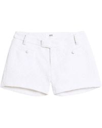 Ami Paris - Textured Wool Mini Shorts With Front Pockets - Lyst