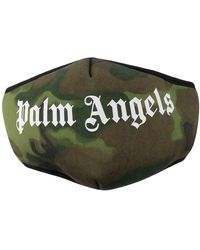 Palm Angels Camouflage Logo-print Face Mask - Green