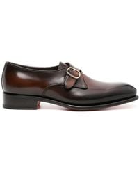 Santoni - Faded-effect Leather Monk Shoes - Lyst