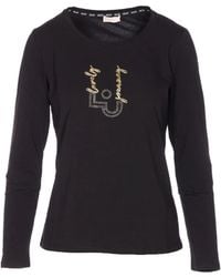 Liu Jo - Top con apliques de strass y manga larga - Lyst