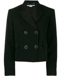 Stella McCartney Blazer crop à boutonnière croisée - Noir