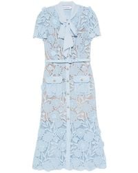Self-Portrait - Guipure Lace Tie-Neck Midi Dress - Lyst