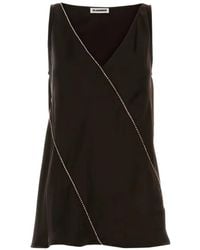 Jil Sander - V-Neck Embellished Top - Lyst
