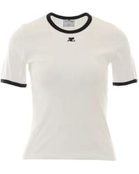 Courreges - Signature Logo-Patch Contrast-Trim T-Shirt - Lyst