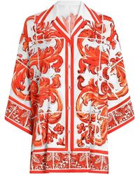 Dolce & Gabbana - Majolica-Print Charmeuse Shirt - Lyst