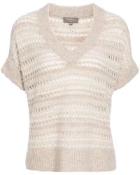 N.Peal Cashmere - Open-knit V-neck Top - Lyst