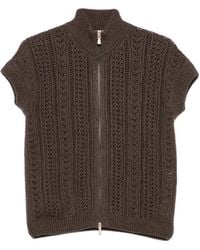 Eleventy - Pointelle-Knit Sleeveless Cardigan - Lyst
