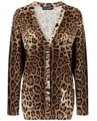 Dolce & Gabbana - Cashmere Cardigan Met Luipaardprint - Lyst