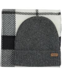 Barbour - Pendle And Blair Checked Beanie Hat And Scarf Set - Lyst
