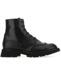 McQueen - Boots de tobillo de trabajador punk de cuero negro - Lyst