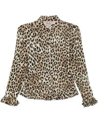 N°21 - Blouse Met Luipaardprint En Ruches - Lyst