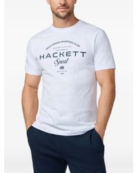 Hackett - Katoenen T-Shirt Met Logoprint - Lyst