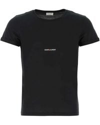 Saint Laurent - Logo Cotton T Shirt - Lyst
