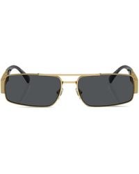 Versace - Greca-Detail Rectangle-Frame Sunglasses - Lyst