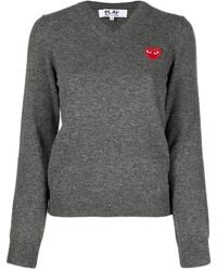 COMME DES GARÇONS PLAY - Embroidered Motif V-Neck Jumper - Lyst