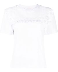 Dames Kleding voor voor Tops voor T-shirts See By Chloé Katoen T-shirt Met Kanten Afwerking in het Wit 
