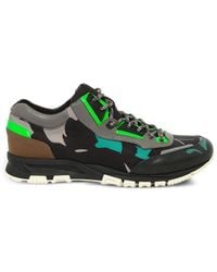 Lanvin - Floral-Print Leather-Trim Sneakers - Lyst