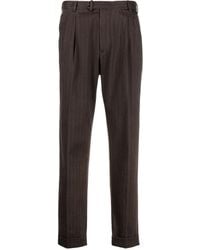 Dell'Oglio - Herringbone Cotton-Blend Tapered Trousers - Lyst