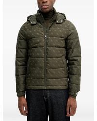 Guess - Hooded Patterned Puffer Jacket - Lyst