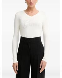 Guess - Embellished V-Neck Sweater - Lyst