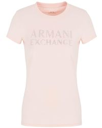 Armani Exchange - Camiseta con logo y detalles de cristal - Lyst