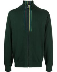 PS by Paul Smith - Stripe-detail Zip-up Cardigan - Lyst