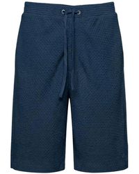 Emporio Armani - Seersucker-Textured Drawstring Shorts - Lyst