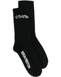 Heron Preston Intarsien-Socken mit Logo - Schwarz