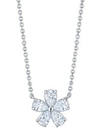 Kwiat - Platinum Cluster Floral Diamond Pendant Necklace - Lyst