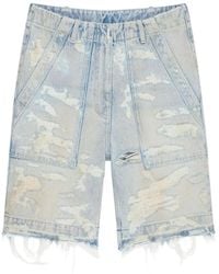 Givenchy - Denim Shorts Met Gerafelde Details - Lyst