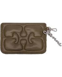 Ganni - Quilted Logo-Charm Wallet - Lyst