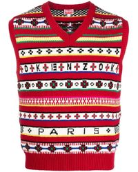 KENZO - Canotta Fair Isle Con Scollo A V - Lyst