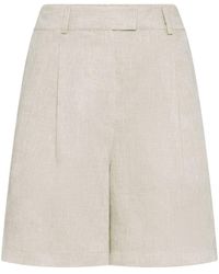 Brunello Cucinelli - High-waisted Linen Shorts - Lyst