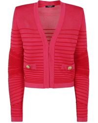Balmain - Cardigan mit geripptem Detail - Lyst