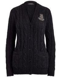 Ralph Lauren - Logo-Embellished Cable-Knit Cardigan - Lyst