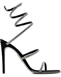 Rene Caovilla - 105Mm Cleo Anthracite Crystal-Embellished Spiral-Strap Sandals - Lyst