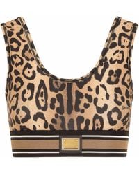 Dolce & Gabbana - Leopard-Print Crop Top - Lyst