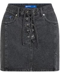 KARL LAGERFELD - Lace-Up Denim Mini Skirt - Lyst