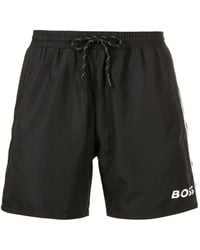 BOSS - Logo-Print Swim Shorts - Lyst