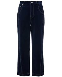 Eleventy - Contrast-Stitch Straight-Leg Trousers - Lyst